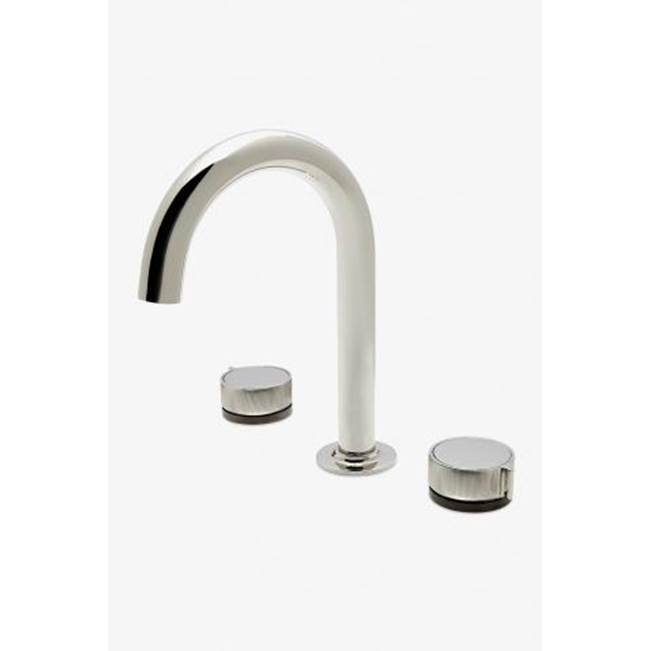 Waterworks DISCONTINUED Bond Tandem Series Gooseneck Lavatory Faucet with Two-Tone Guilloche Lines Knob Handle in Brass/Dark Nickel, 1.2gpm (4.5L/min)
