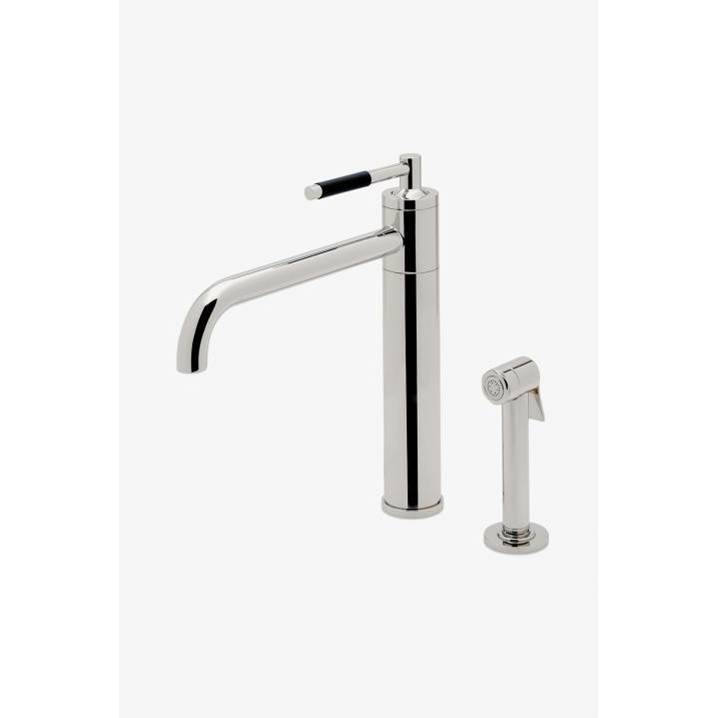 Waterworks COMMERCIAL ONLY Universal Modern One Hole High Profile Kitchen Faucet, Metal Lever Handle and Spray in Nickel, 1.5gpm (5.7L/min)